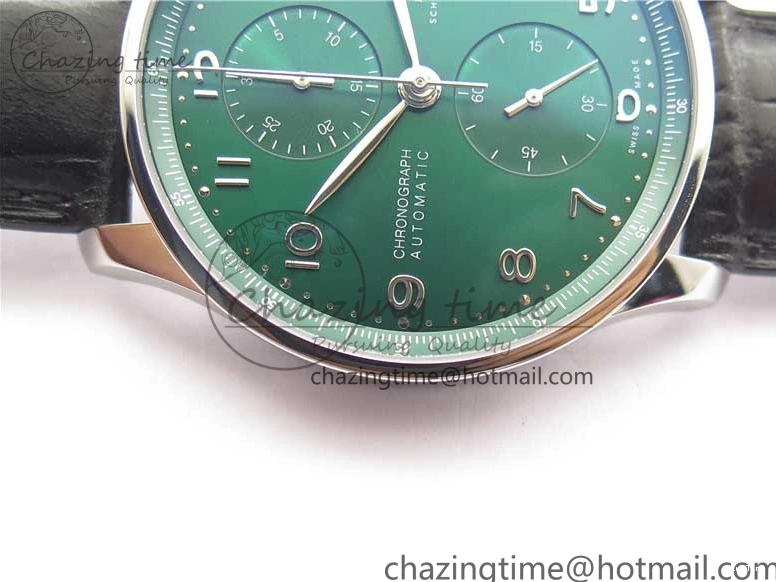 MIROTIME 0520 Elegant Portuguese IW371615 ZF 1:1 Best Edition SS Green Dial on Black Leather Strap A96355 V 7081